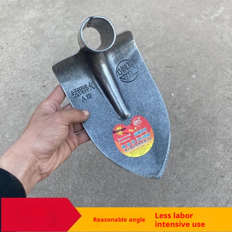 Agricultural pointed hoe with steel horse tip and stainless steel construction