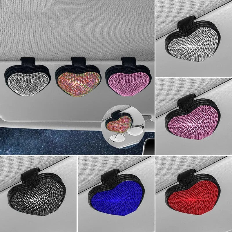PU leather magnetic car sun visor clip for sunglasses and tickets in multiple colour options.