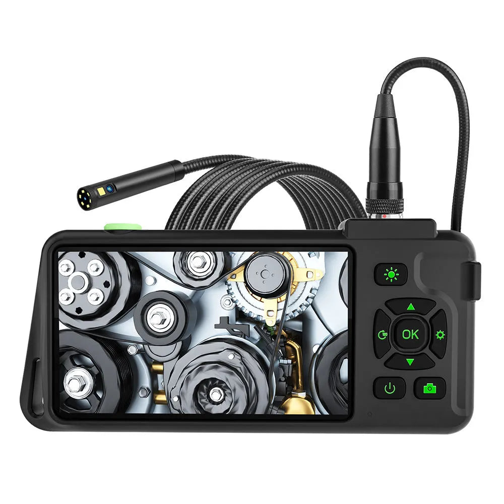 Handheld industrial endoscope with 4.5 inch screen and black semi-rigid inspection cable