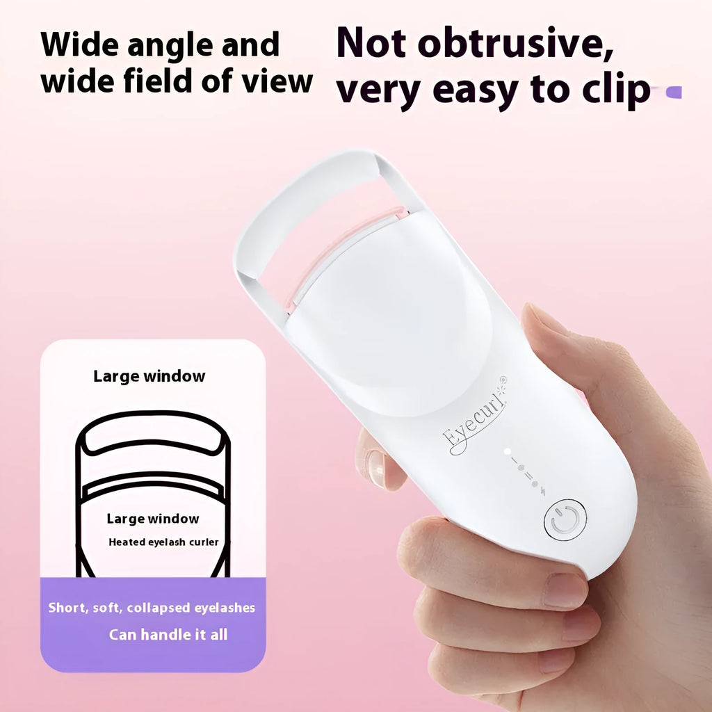 Electric heating eyelash curler in cream white colour with USB charging cable