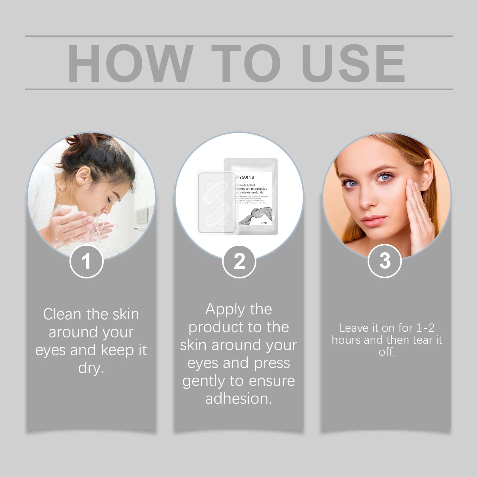 One pair of micro needle eye mask patches for under-eye treatment with retinoic acid and hyaluronic acid.