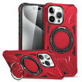 Simple bracket drop-resistant magnetic phone case for iPhone 13-16 series, TPU PC back cover with invisible bracket and magnetic suction, available in black