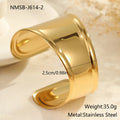 Women's wide stainless steel bracelet with geometric wave modelling and gold plating