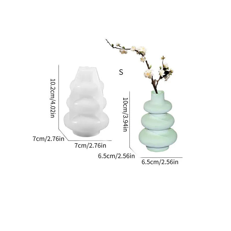 Three-layer circle vase ornament silicone baking and craft mould in modern irregular design