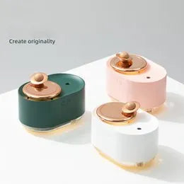 Rotating planet car humidifier in green colour with USB charging cable and 0.5L water tank