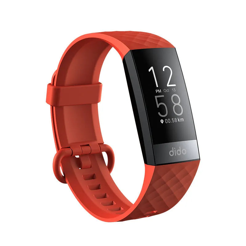 Black smart health bracelet with ECG and blood pressure monitoring on wrist