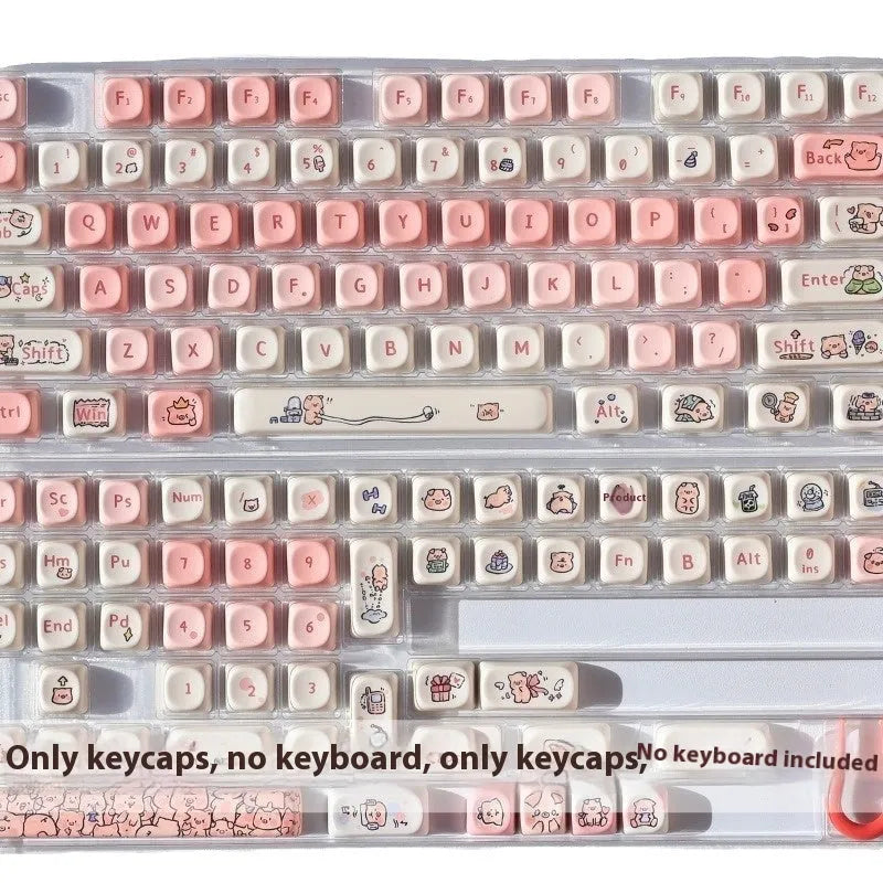 Pink Fragrant Pig PBT key cap for mechanical keyboards with five-sided sublimation printing