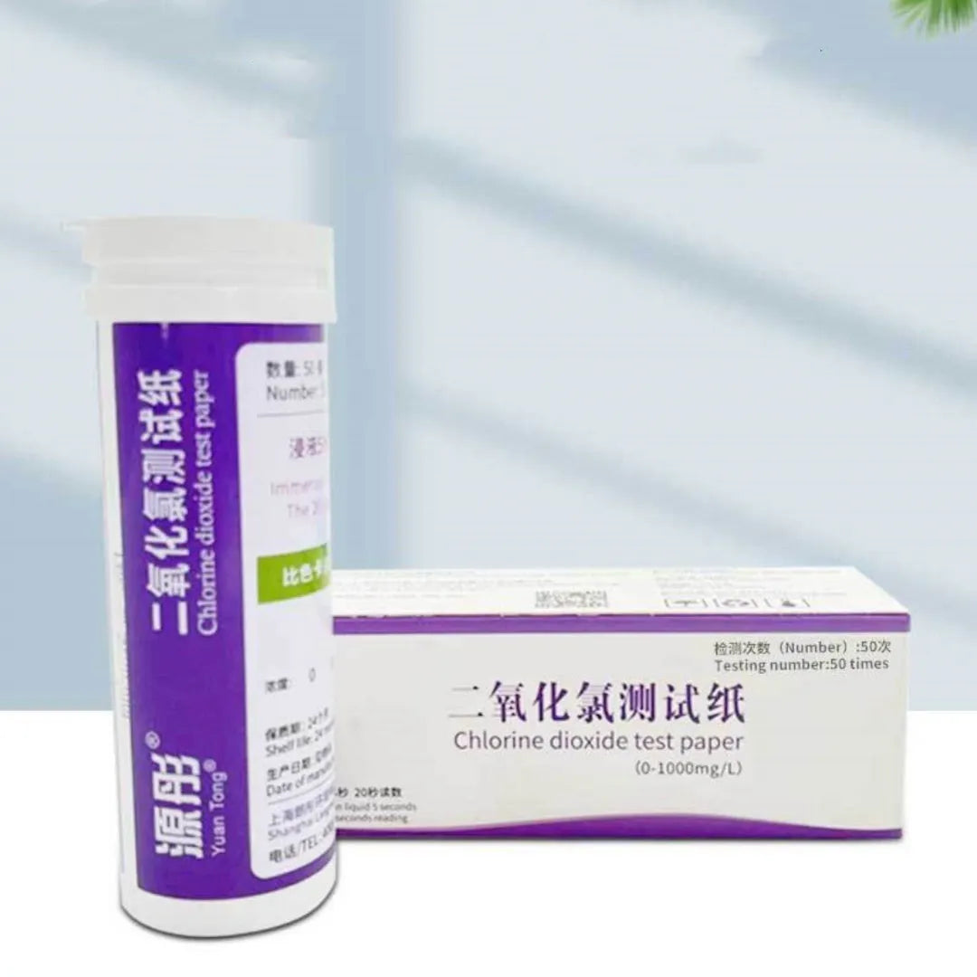 Chlorine dioxide test paper strips in bottle for waste water detection