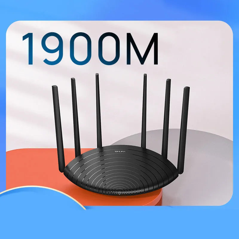 TP-Link TL-WDR7661 AC1900 Gigabit wireless router with compact black design and UK plug