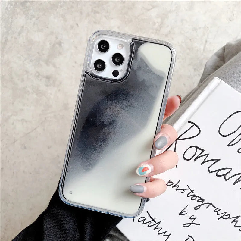 Candy Luminous Quicksand TPU+PC mobile phone case back cover in solid colour with glowing effect