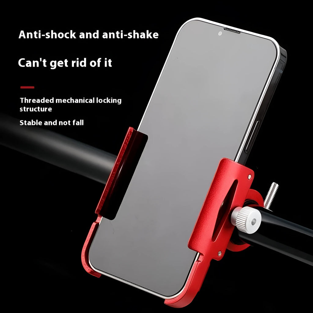 Aluminum alloy bicycle and motorcycle mobile phone holder in black with clamp for handlebar mounting