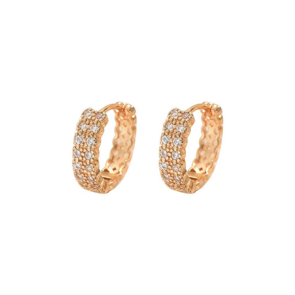 Geometric pattern copper ear studs with round dot ring elements DE20288 model