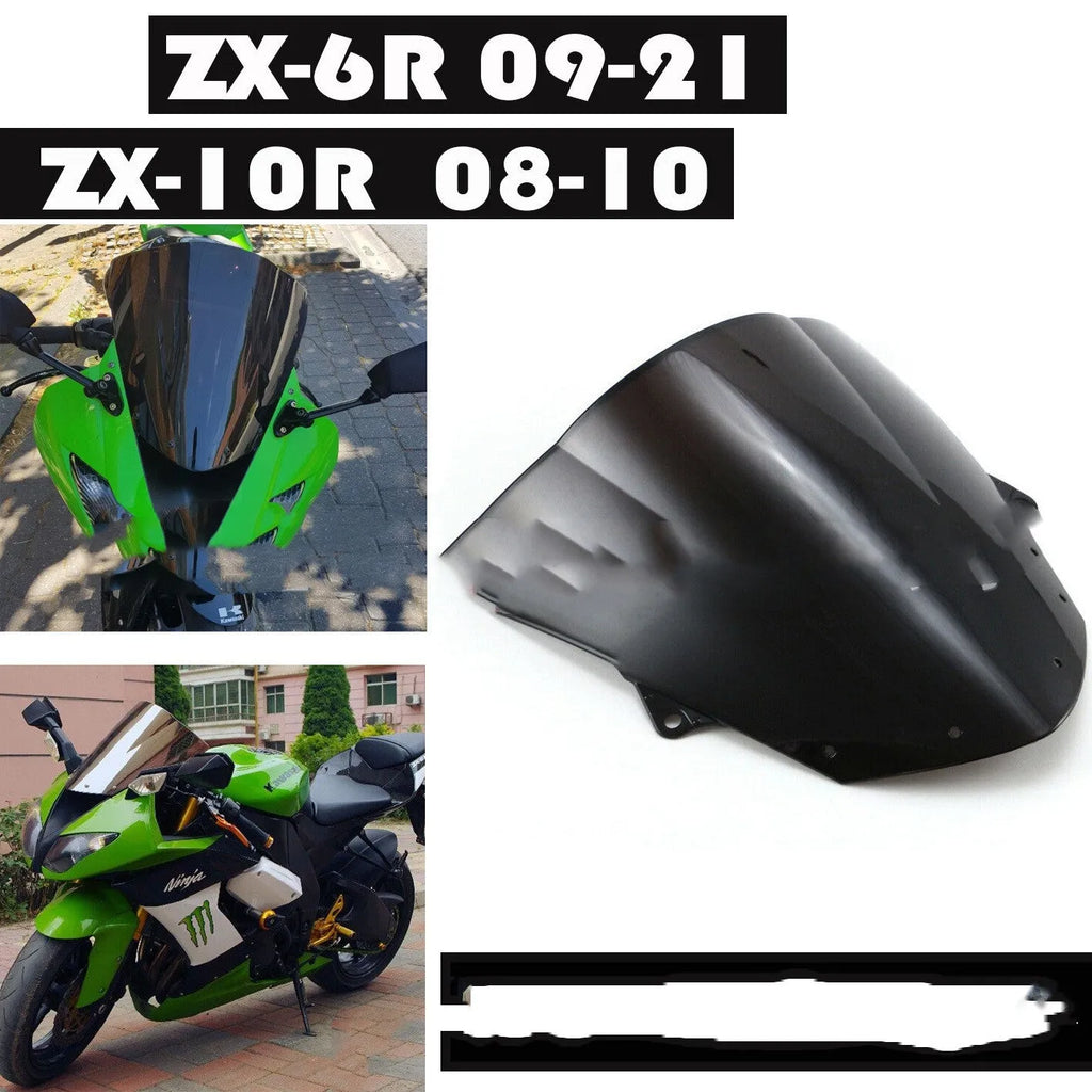 Blue and brown tint motorcycle windscreen for Kawasaki ZX-6R and ZX-10R models.