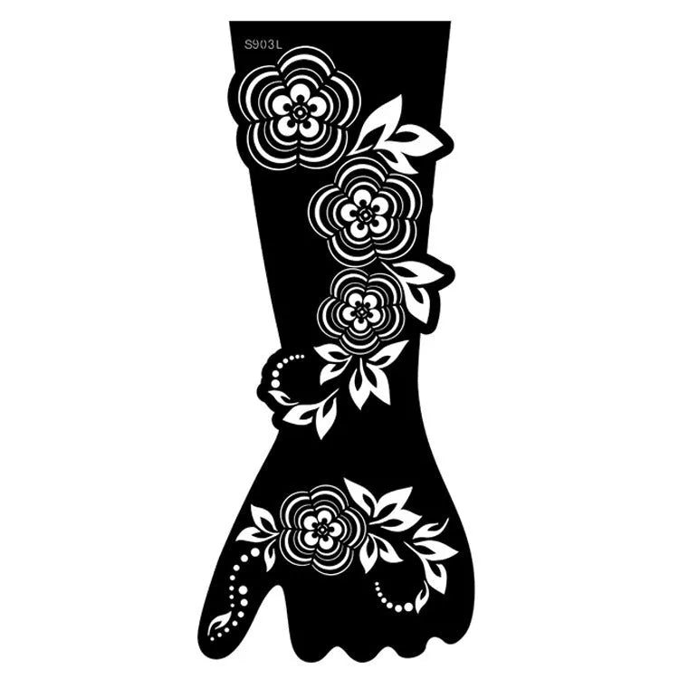 Geometric hollow template tattoo stickers showing intricate paper carving designs for stencilling
