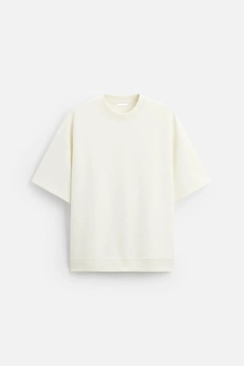 Double-sided loose short sleeve top and shorts set in urban style with round collar