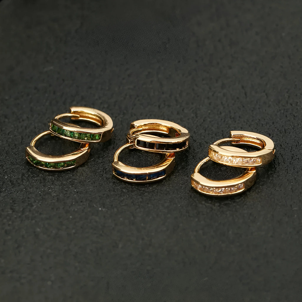 Geometric Earrings for Women Modern Copper Round Shape Ear Accessories in Gold White Gold Colour Gold Black Gold Blue Gold Red Gold Green