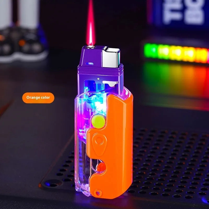 Colourful luminous radish lighter in plastic construction with wind-resistant flame