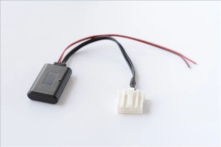 Black JieRui-BT 5908 Bluetooth audio adapter cable for Mazda vehicles with MEDIA key.
