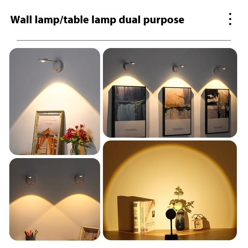 Modern geometric rechargeable wireless wall lamp with remote control on indoor wall