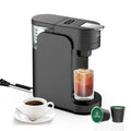 Black or white mini capsule coffee machine with a transparent water tank and adjustable stainless steel drip tray.