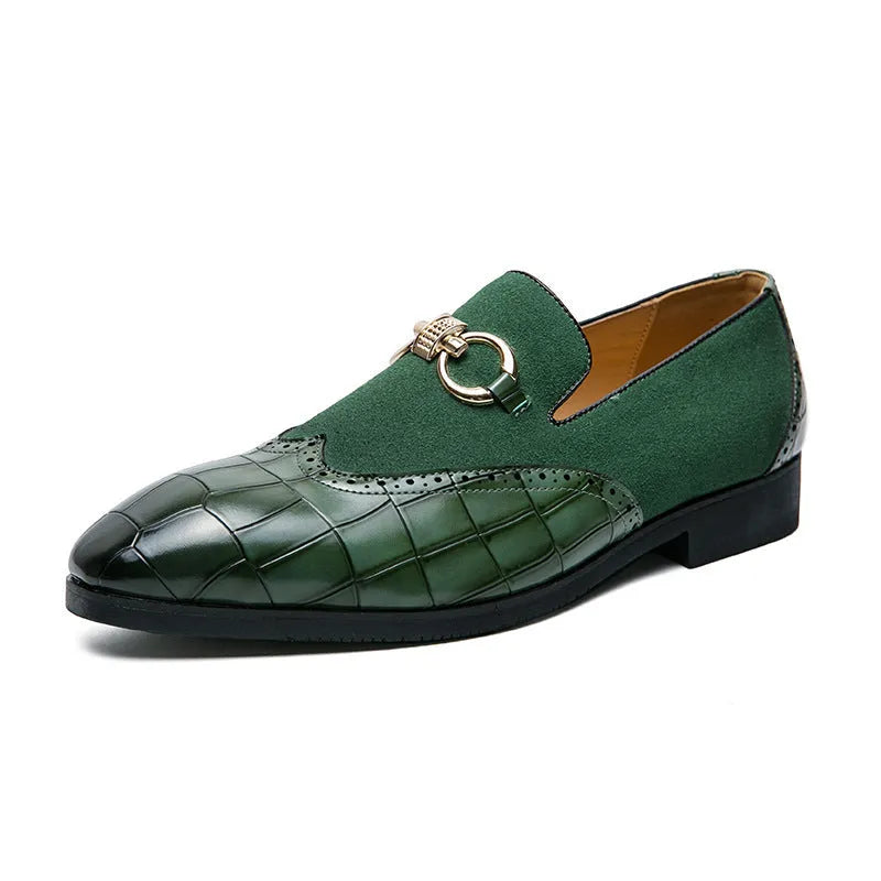 Korean style men's black pointed toe business casual shoes with artificial PU leather upper and rubber sole