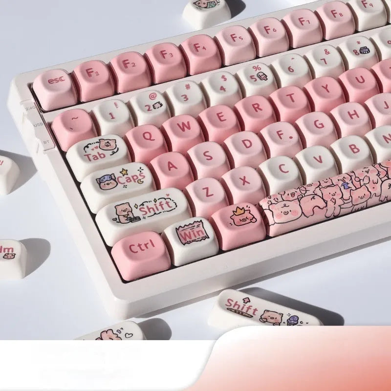 Pink Fragrant Pig PBT key cap for mechanical keyboards with five-sided sublimation printing