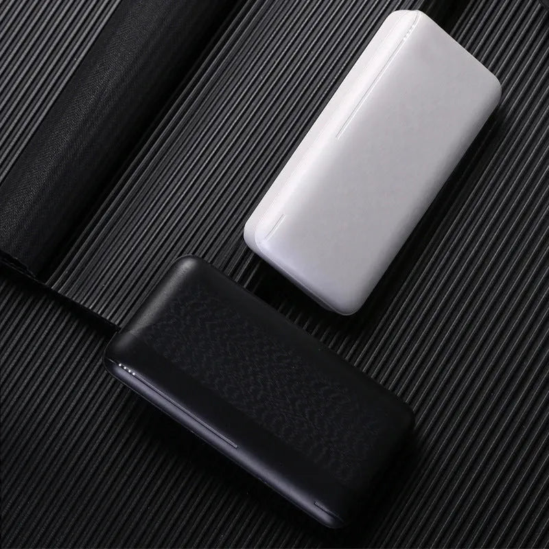 Ultra-thin plastic power bank with light display screen and two U output ports, black colour