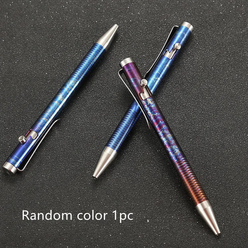 Titanium alloy gun bolt handle ball pen with magic colour phantom finish.