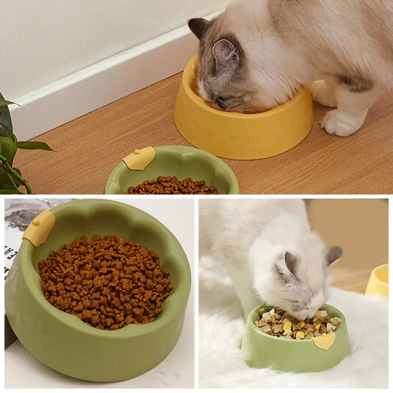 Green plastic double pet bowl for dog and cat food and water with anti-tip base
