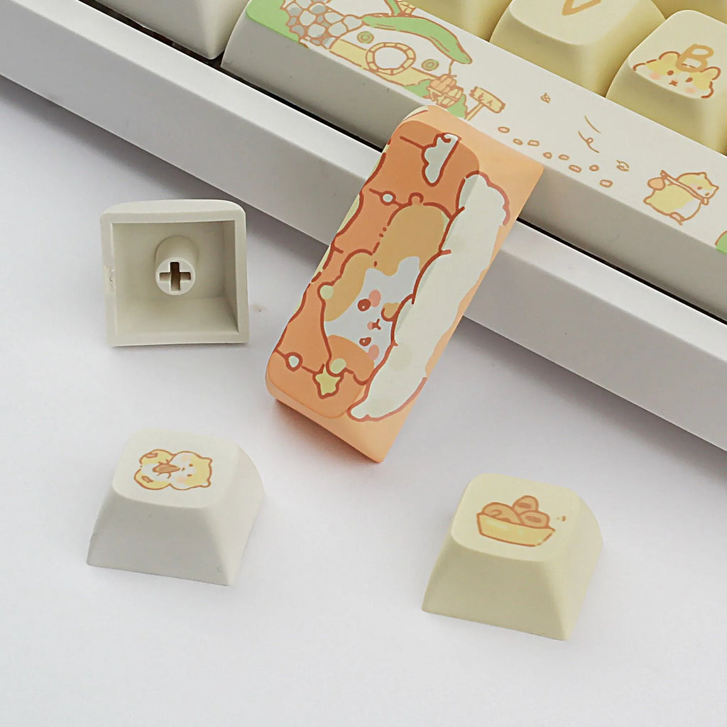 Custard-coloured plastic keycap set for 68 75 98 100 key mechanical keyboards