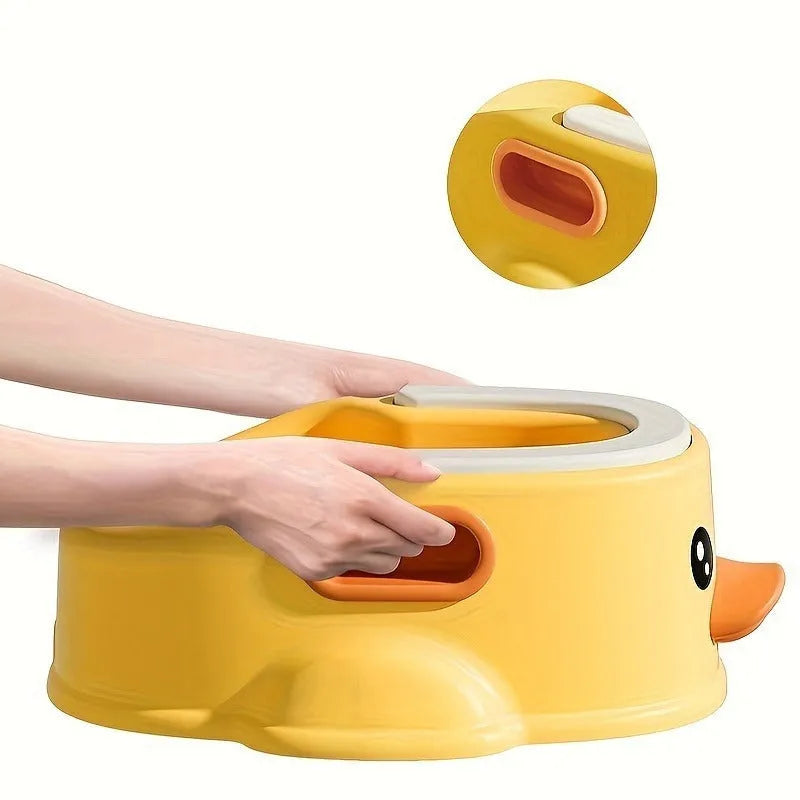 Blue PVC duck-shaped bathtub for washing a small dog or cat.