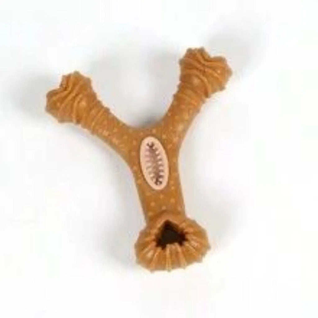 Durable dog chew bone toy in 8-shape and Y-shape designs for teeth cleaning