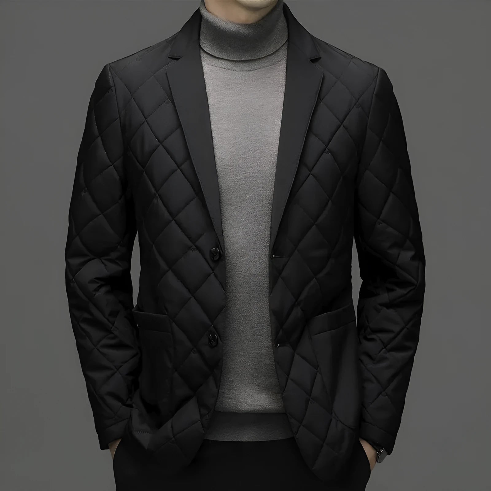 Men's lapel collar down jacket in cardigan style with side pockets