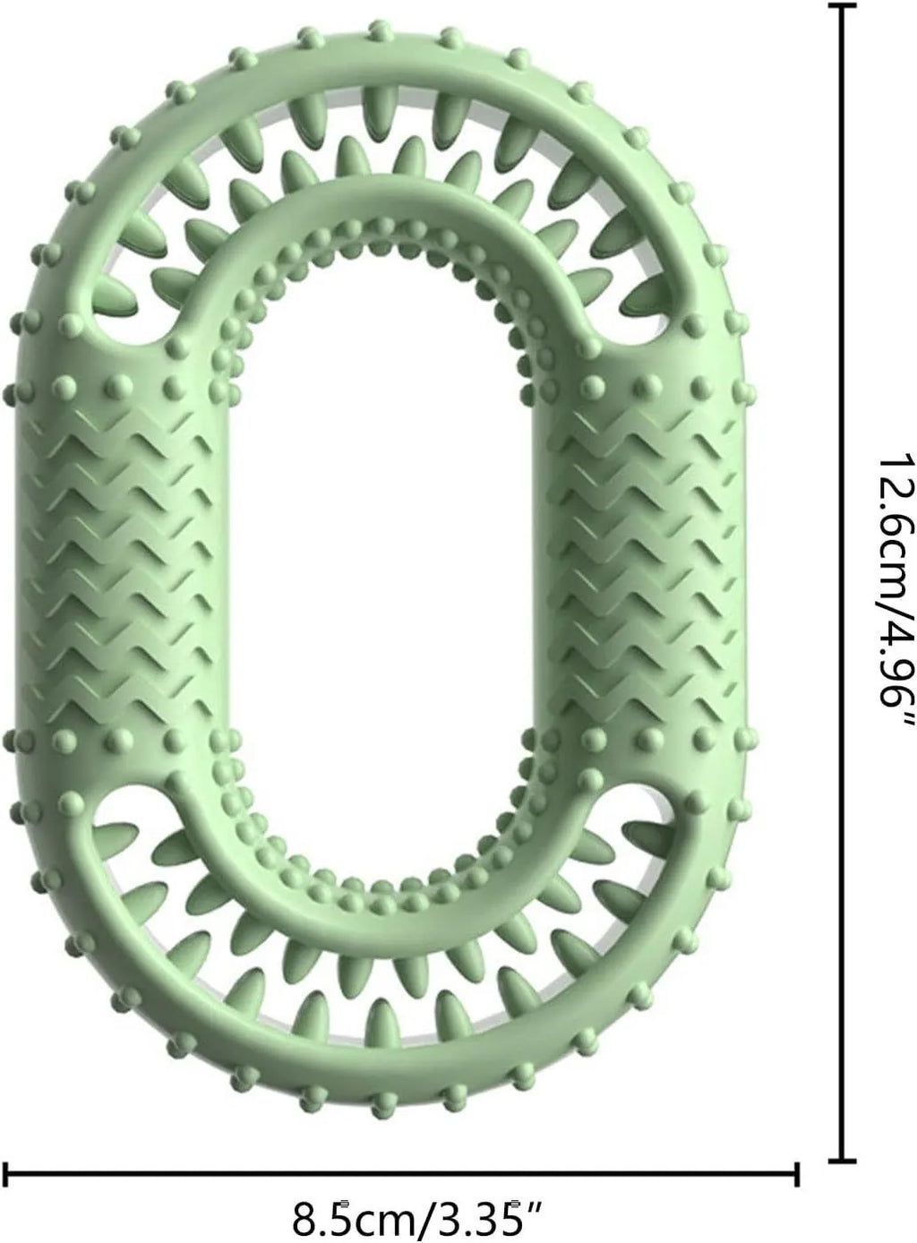 Blue o-ring shaped dog toy for aggressive chewers measuring 12.5 cm