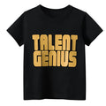Black men's loose fit T-shirt with geometric pattern print on cotton CVC fabric
