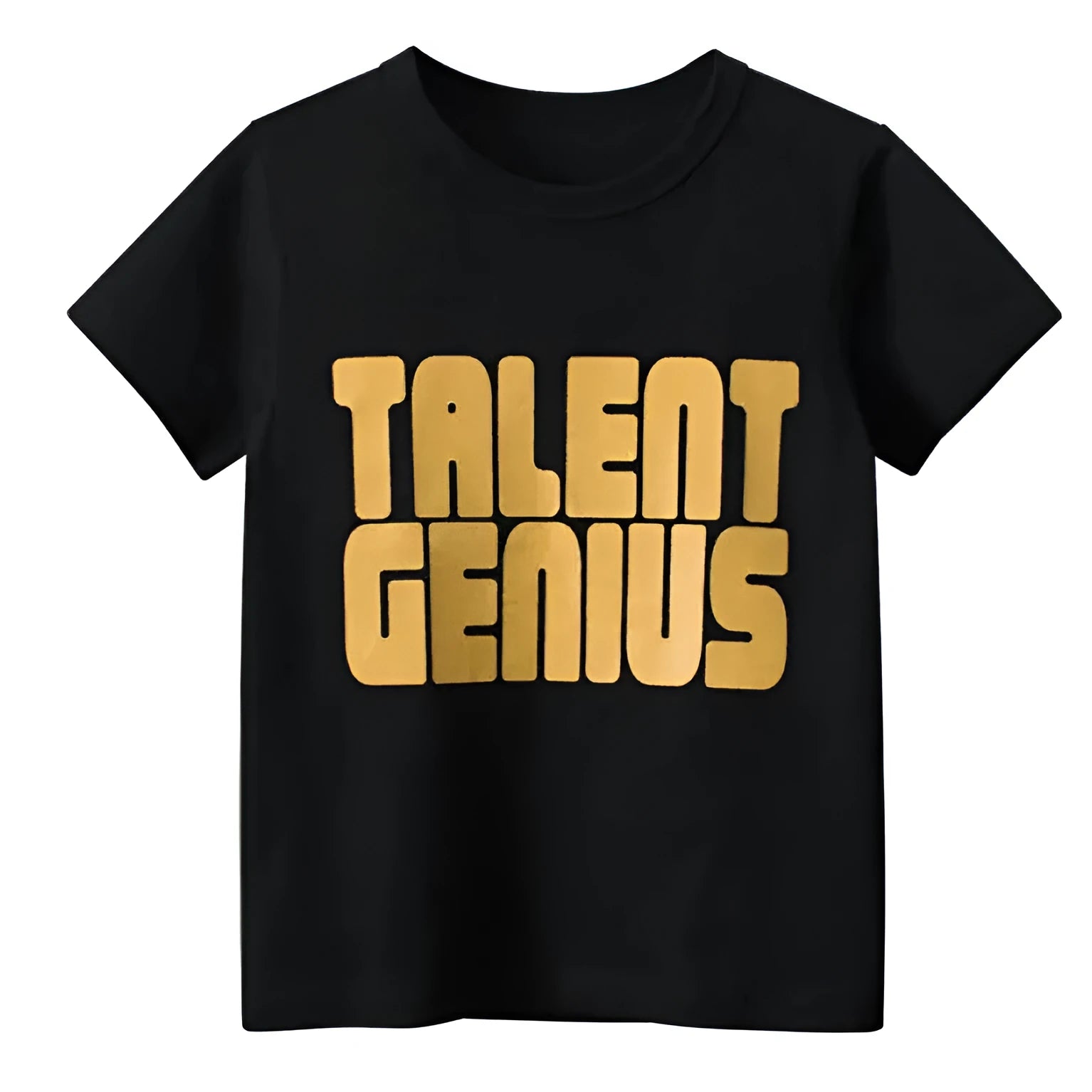 Black men's loose fit T-shirt with geometric pattern print on cotton CVC fabric