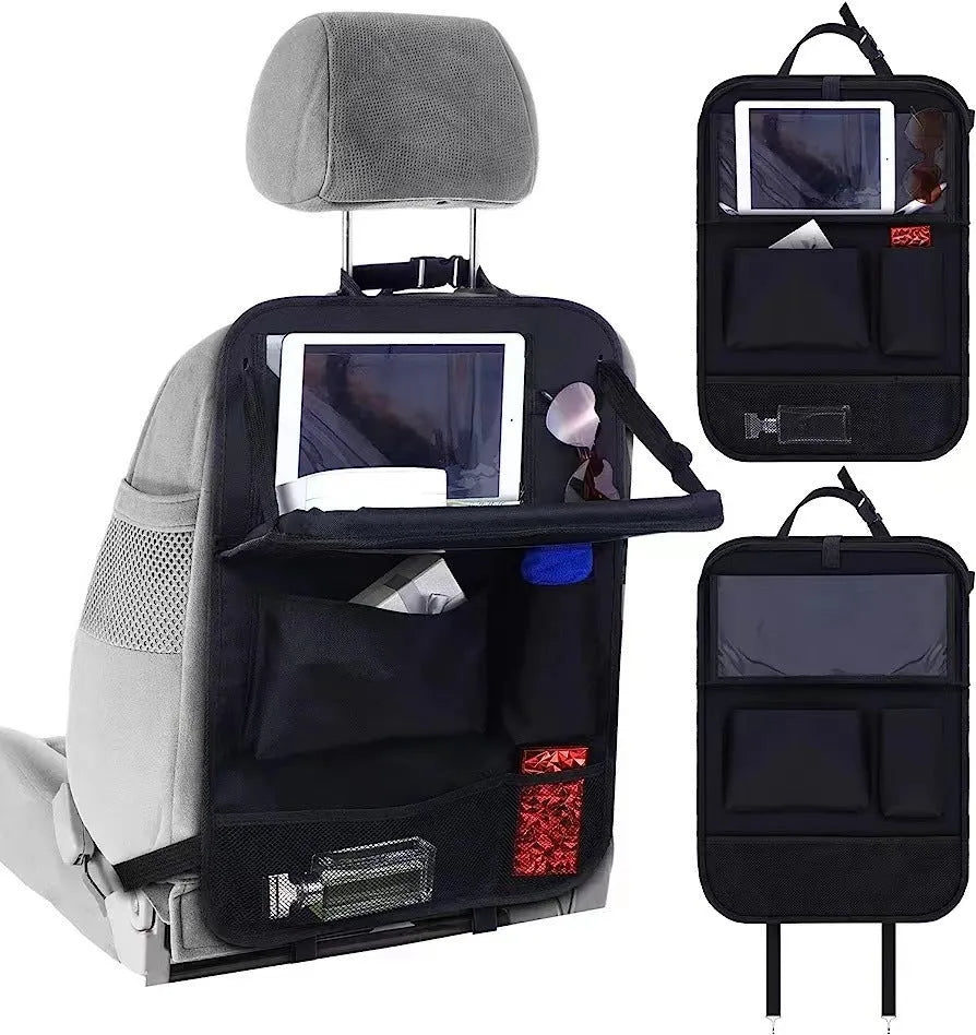 Black Oxford cloth car seat back storage bag with 42x30cm dimensions for vehicle organisation