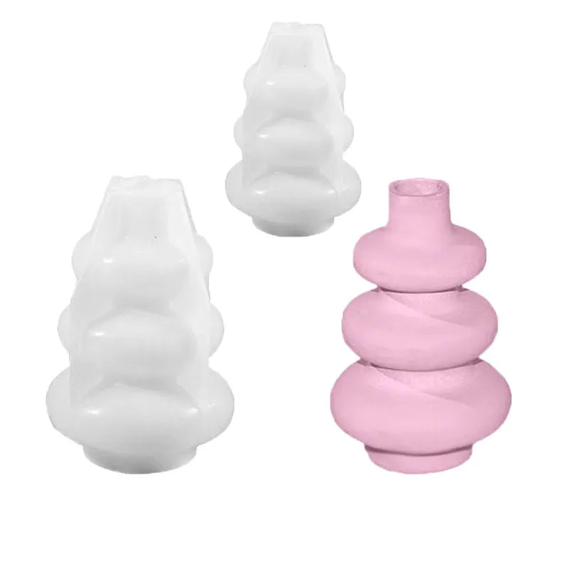 Three-layer circle vase ornament silicone baking and craft mould in modern irregular design