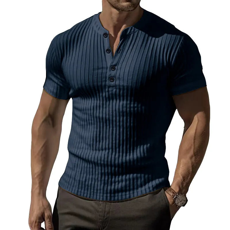 Men's slim-fitting muscle short-sleeved sports t-shirt on a hanger, shown in army green colour.