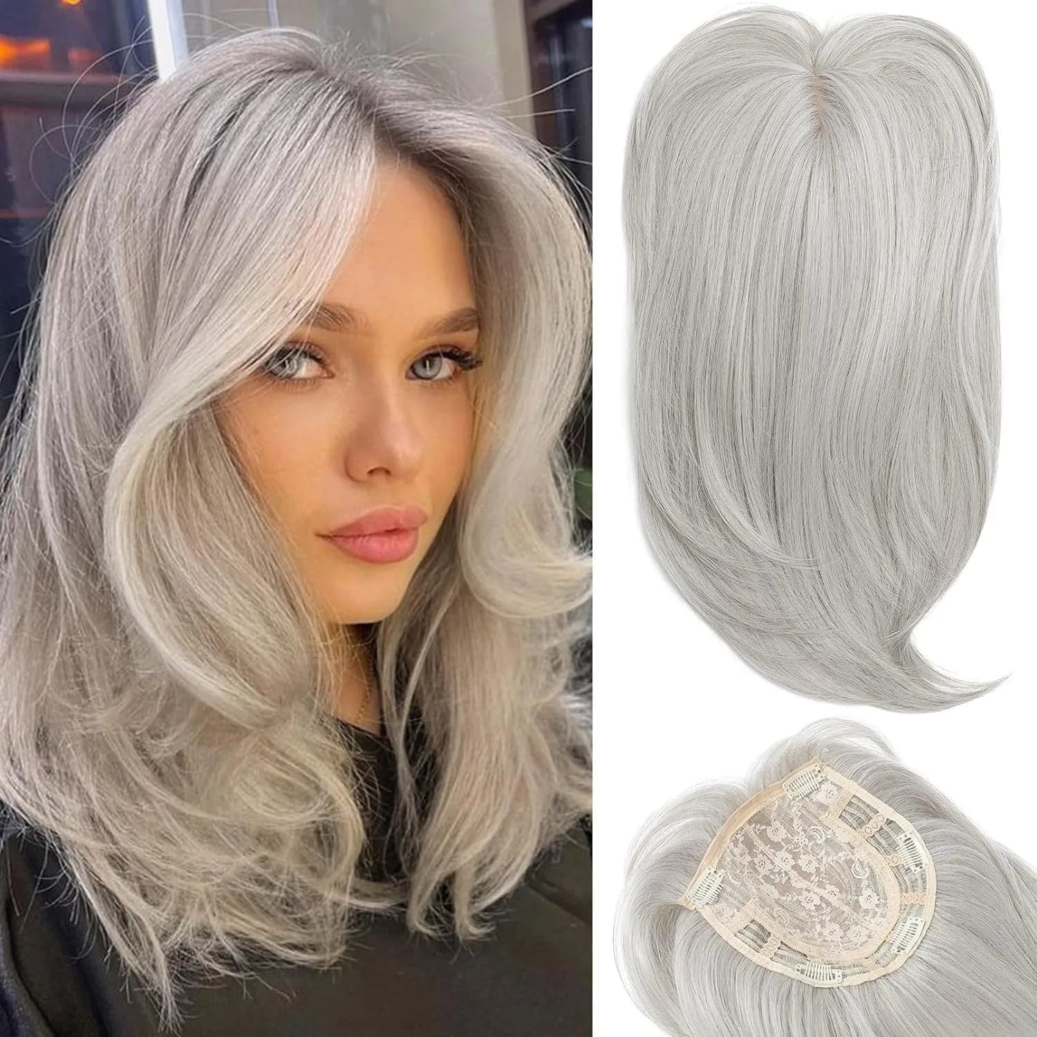 Women's high temperature fibre wig piece in Natural Black colour for hair supplement