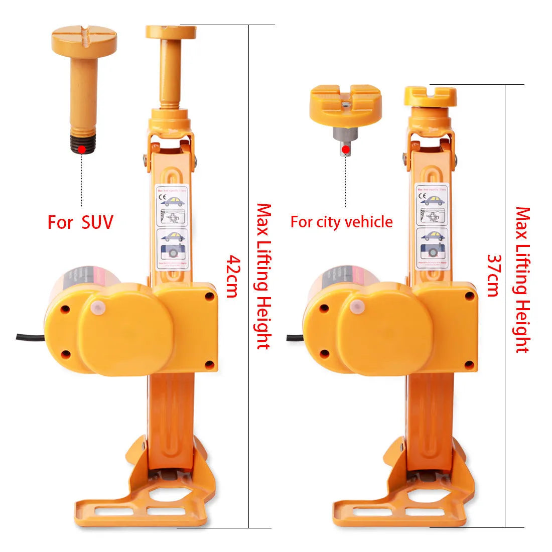 Yellow electric car jack set with cordless wrench for 2 tonne vehicles