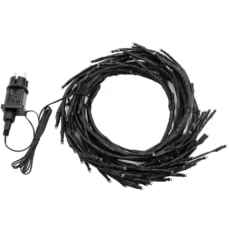 Flexible LED willow vine garland with 144 warm white lights and birch bark texture for wall decoration