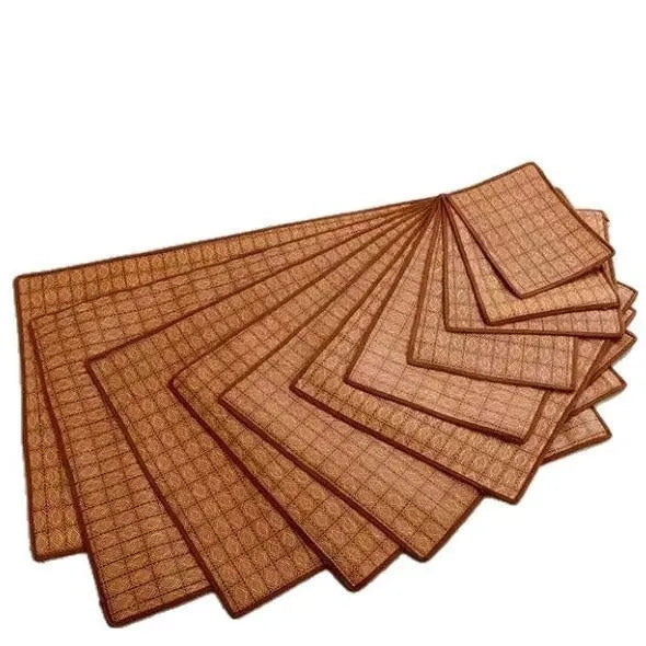 Brown rattan fibre cooling mat for dogs available in six sizes