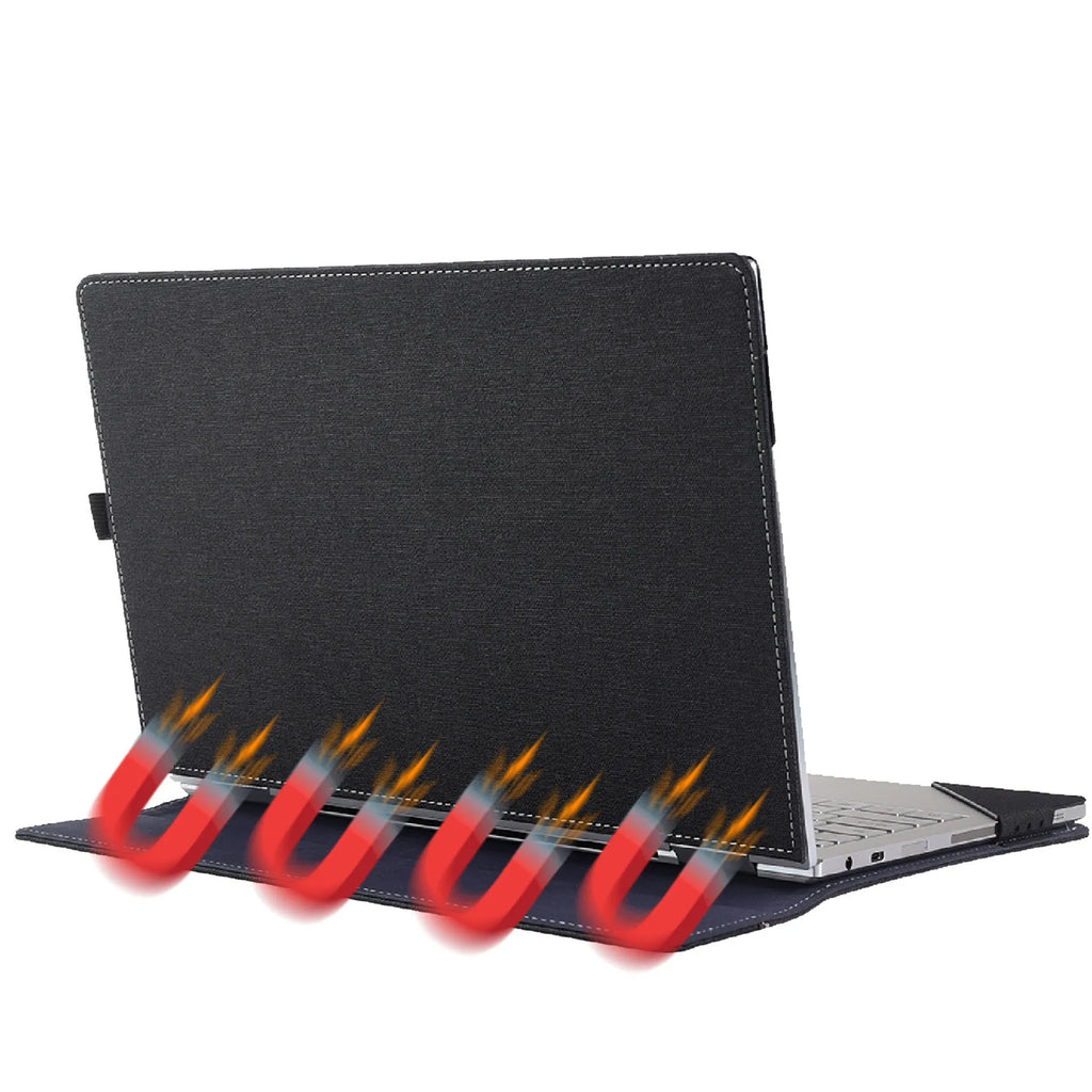 Black imitation leather protective sleeve for Microsoft Surface Laptop 6 with portable bracket design