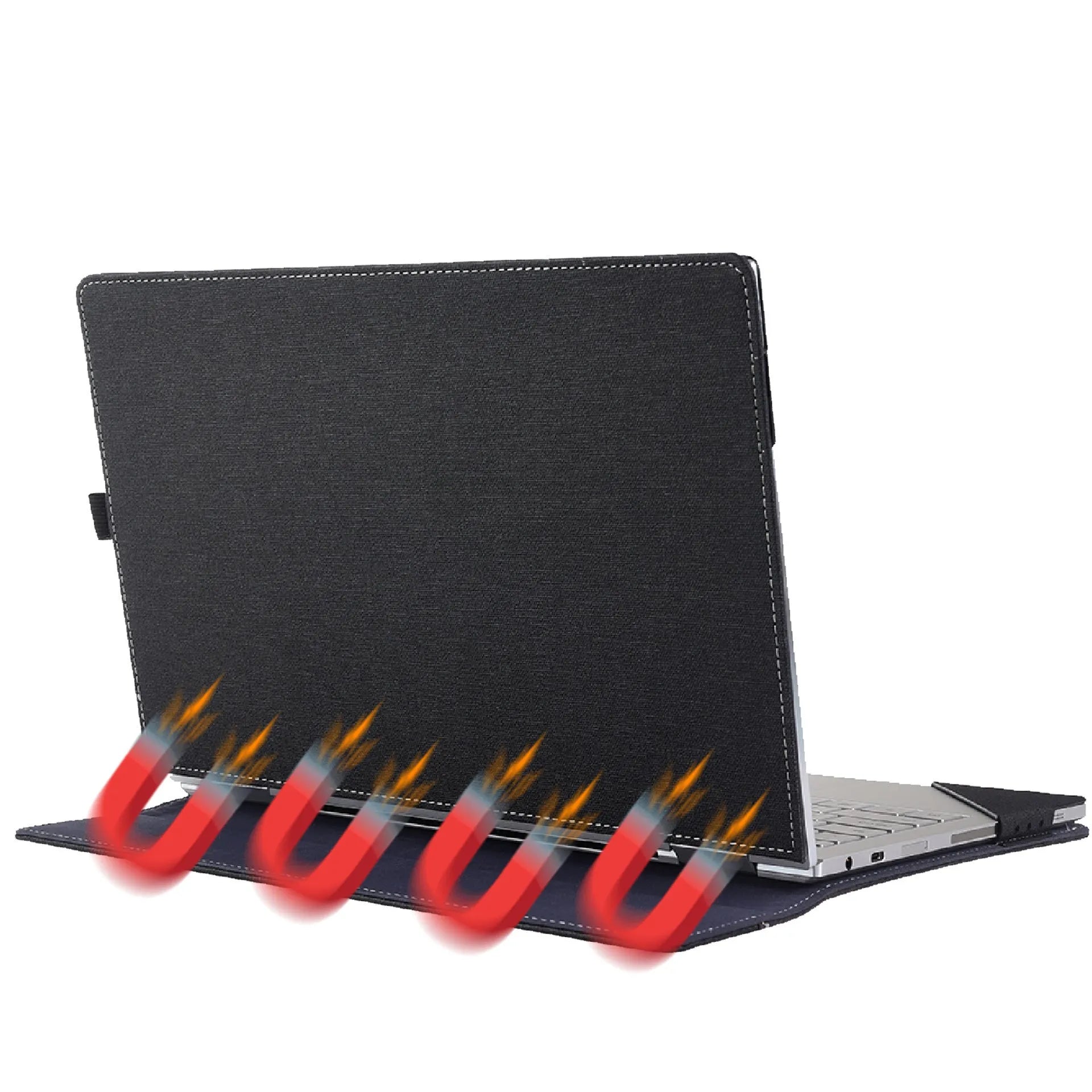 Black imitation leather protective sleeve for Microsoft Surface Laptop 6 with portable bracket design