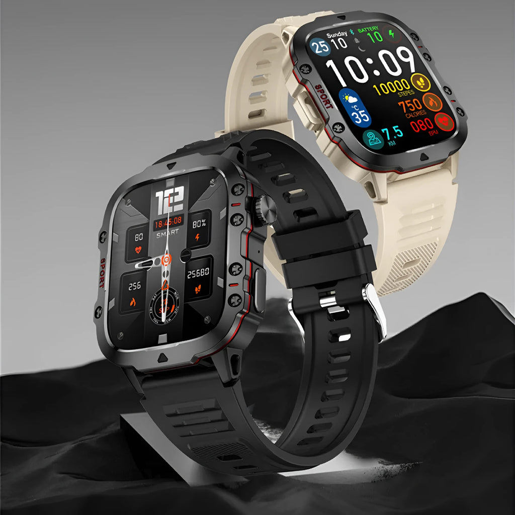 QX11 smart Bluetooth watch with TFT touchscreen showing heart rate display on black zinc alloy case