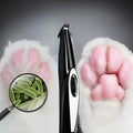 Black pet hair clippers with ceramic blade and USB charging cable