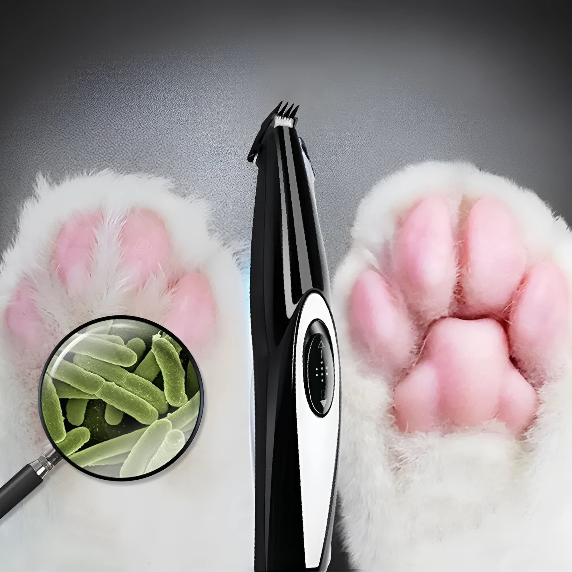 Black pet hair clippers with ceramic blade and USB charging cable