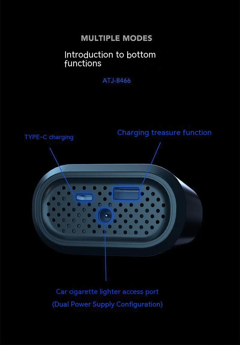 Handheld wireless charging digital display vehicle air pump with accessories