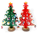 Hand-painted wooden desktop Christmas tree decoration in red or green colour options